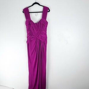 TADASHI COLLECTIONPink Ruched Bodice Hidden Back Zipper Side Split Maxi Gown XL